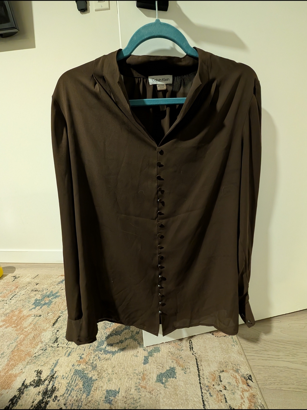 Calvin Klein Dark Brown Button Front Top